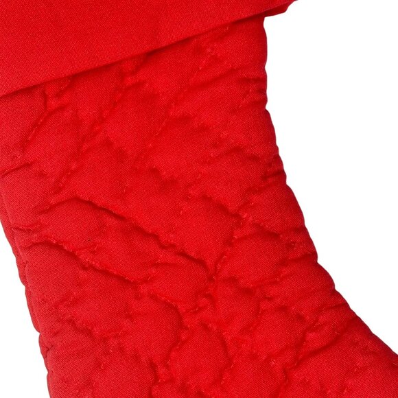Heartstrings Red Quilted Christmas Stocking 18 Inch Lined Fold Over Cuff - Picture 3 of 8